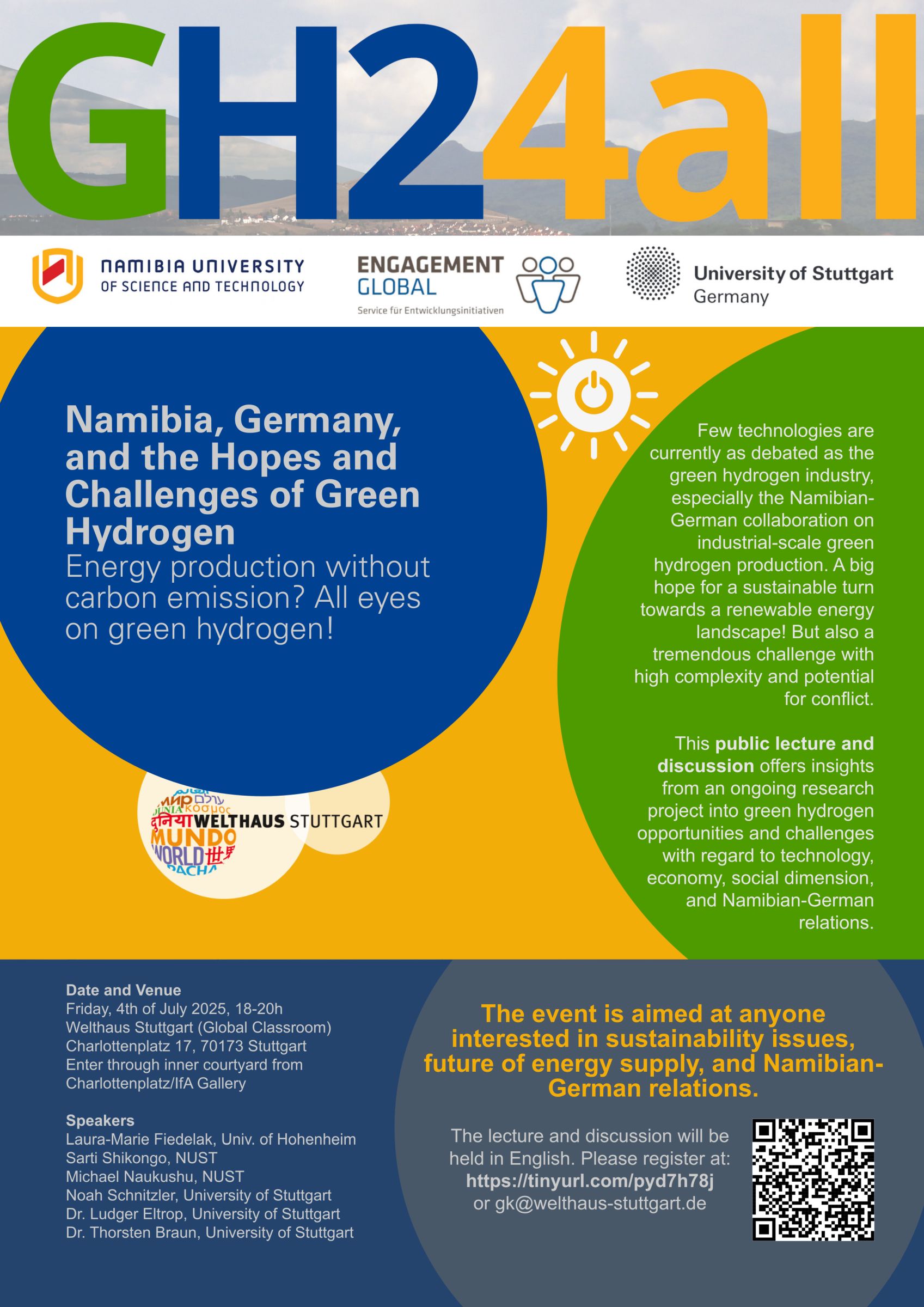 Flyer zur Veranstaltung des Projektes GH24all im Welthaus Stuttgart